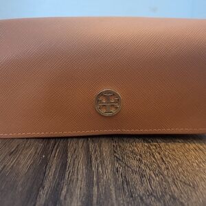 Tory Burch Tan Glasses Case with Gold Logo